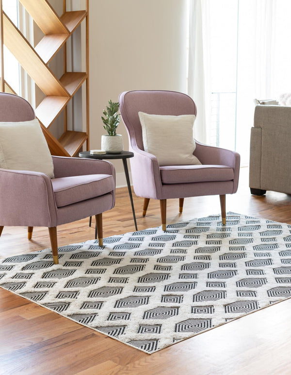 Marbella Meadows Collection Area Rug - Sierra Rectangle Black  lifestyle 14