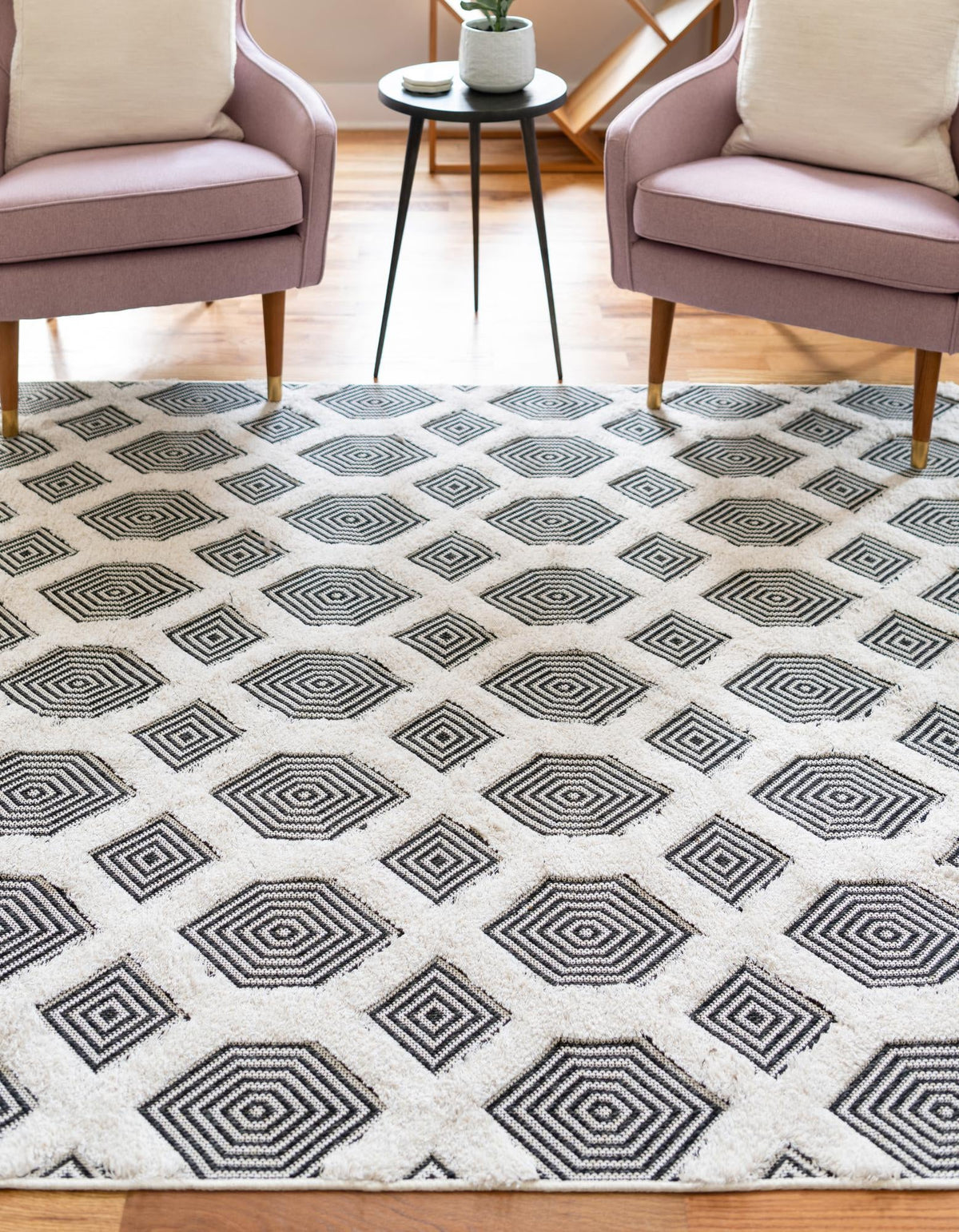 Marbella Meadows Collection Area Rug - Sierra Rectangle Black  lifestyle 17