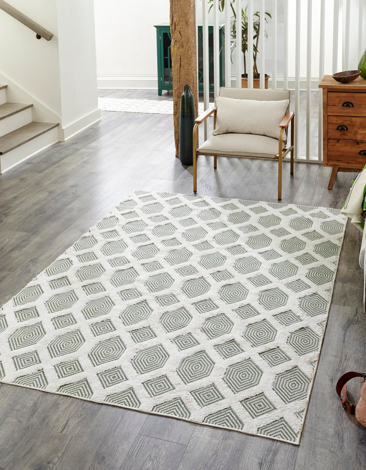 Marbella Meadows Collection Area Rug - Sierra Rectangle Green  lifestyle 6
