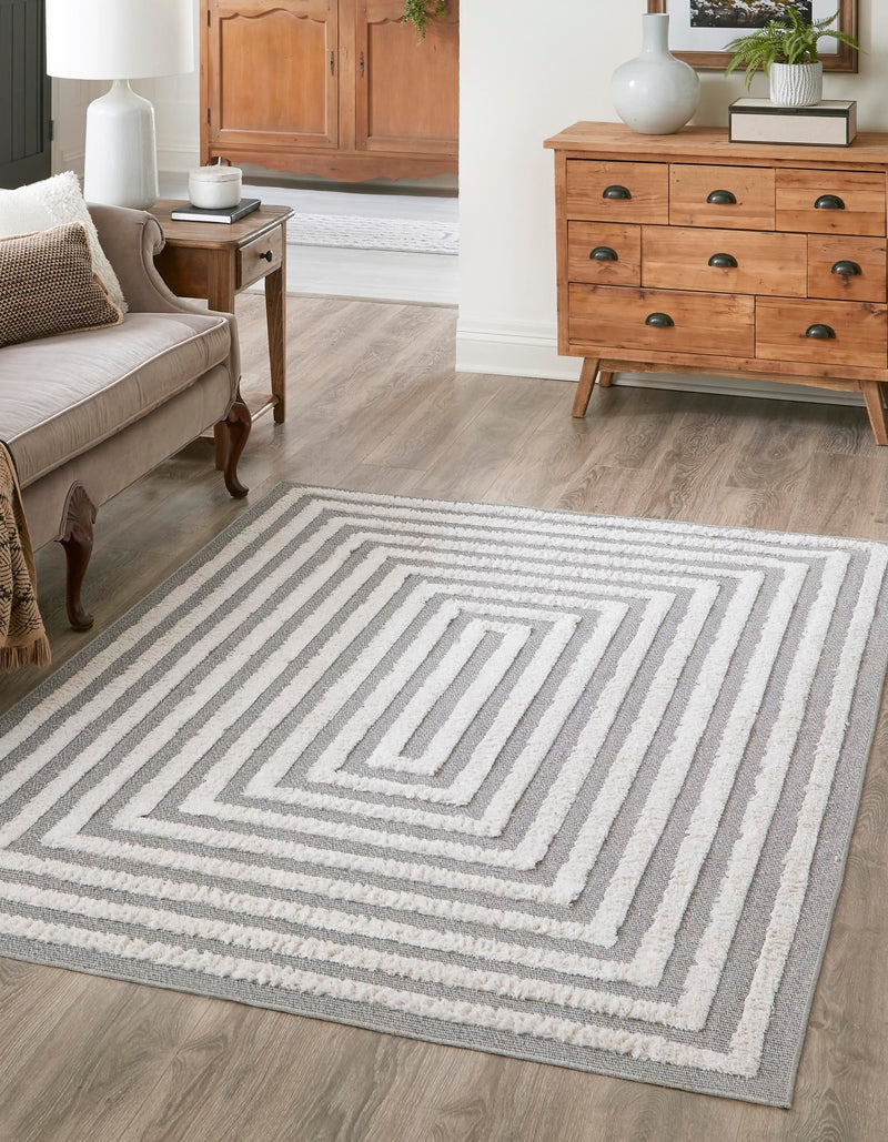 Marbella Meadows Collection Area Rug -  Costa Rectangle Anthracite Gray  lifestyle 5