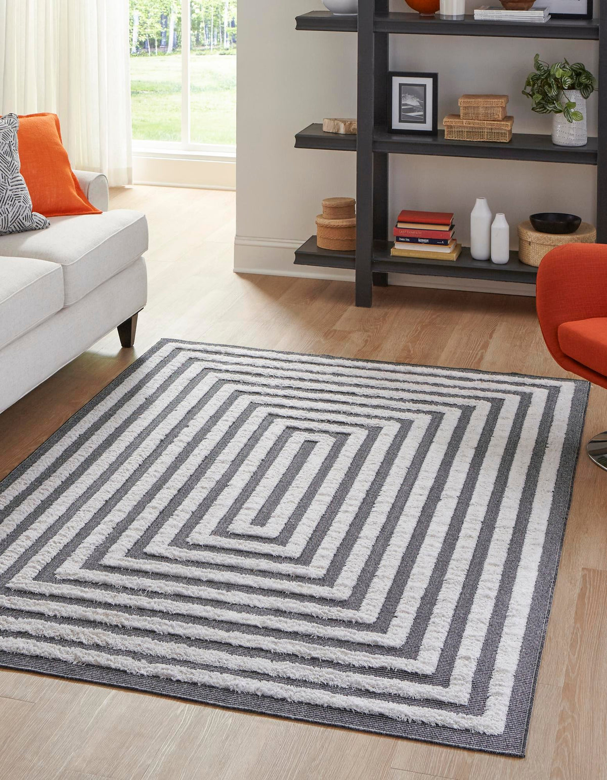 Marbella Meadows Collection Area Rug -  Costa Rectangle Black  lifestyle 9