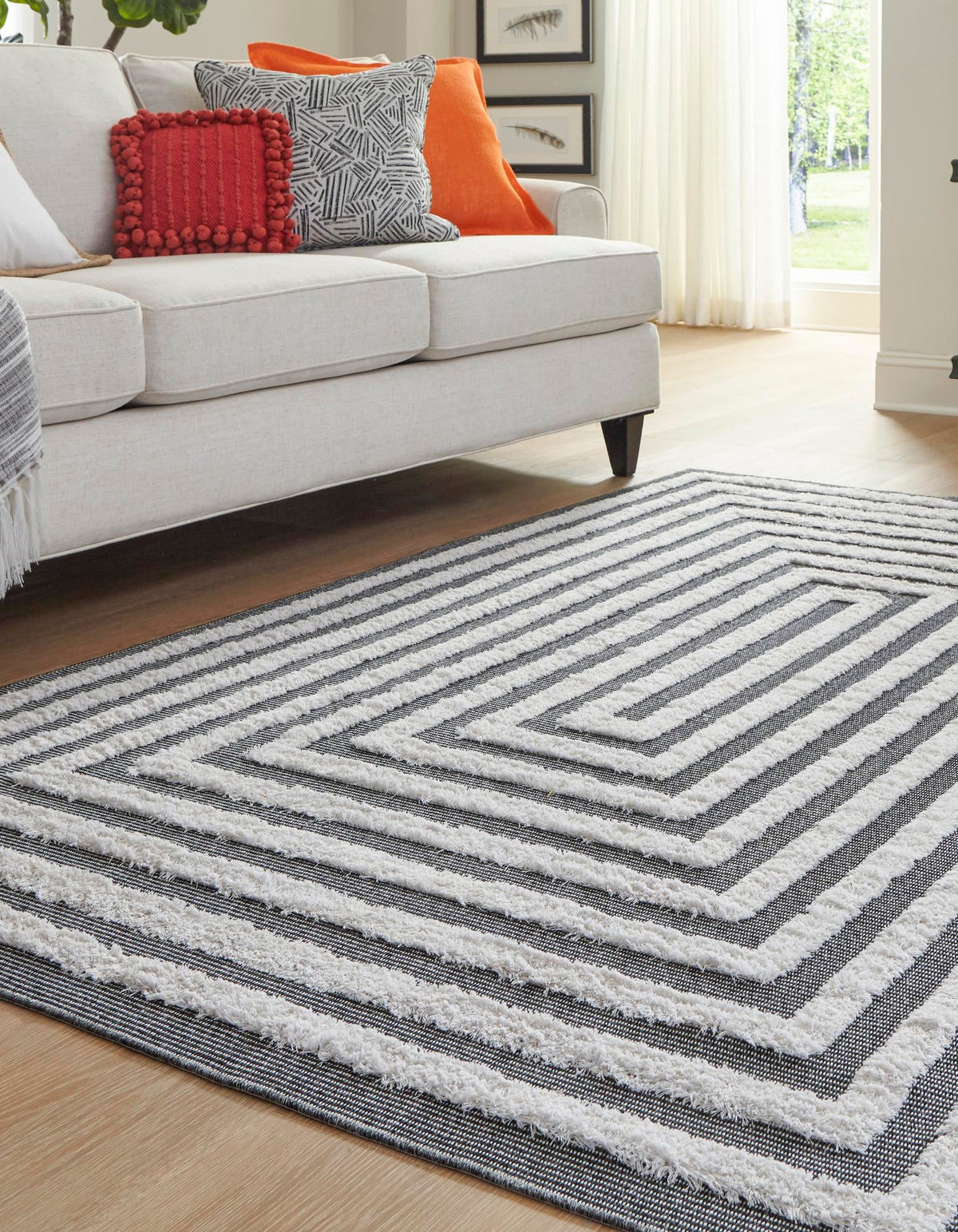 Marbella Meadows Collection Area Rug -  Costa Rectangle Black  lifestyle 16