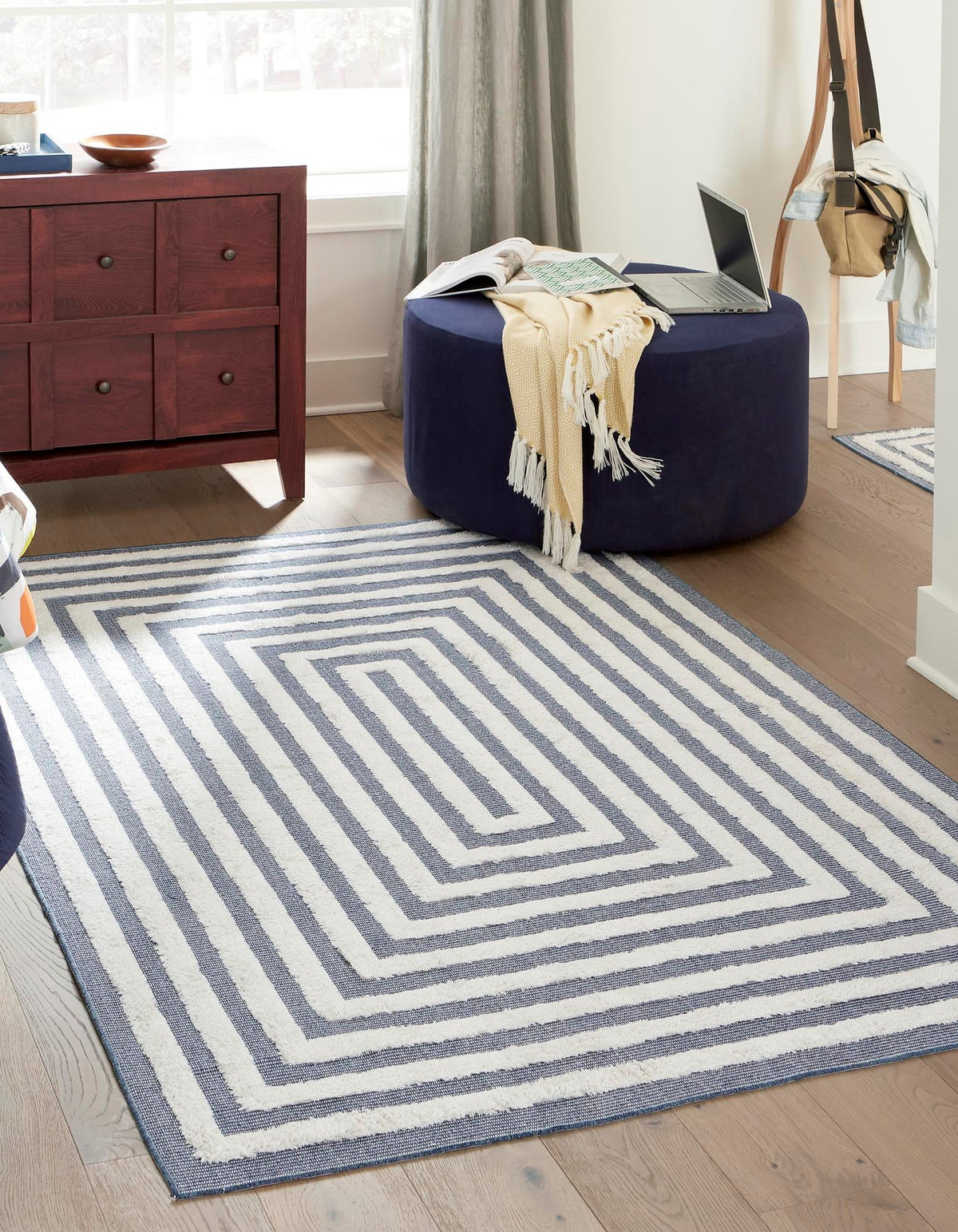 Marbella Meadows Collection Area Rug -  Costa Rectangle Navy Blue  lifestyle 7