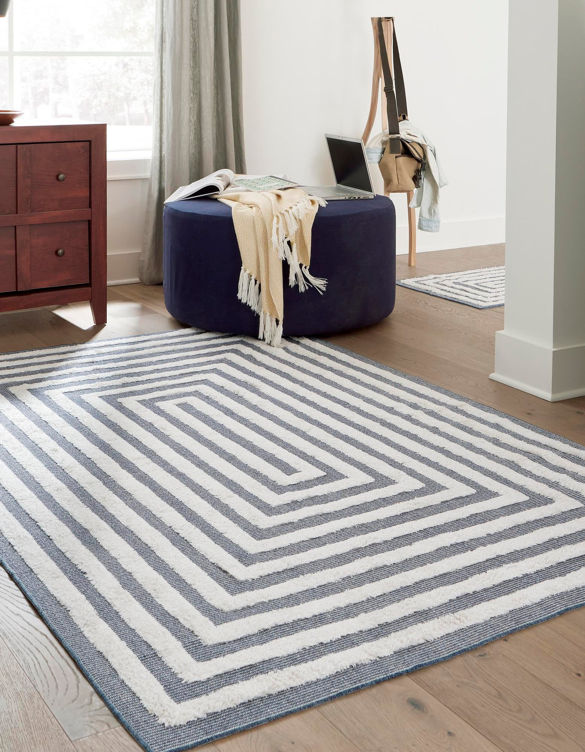 Marbella Meadows Collection Area Rug -  Costa Rectangle Navy Blue  lifestyle 11