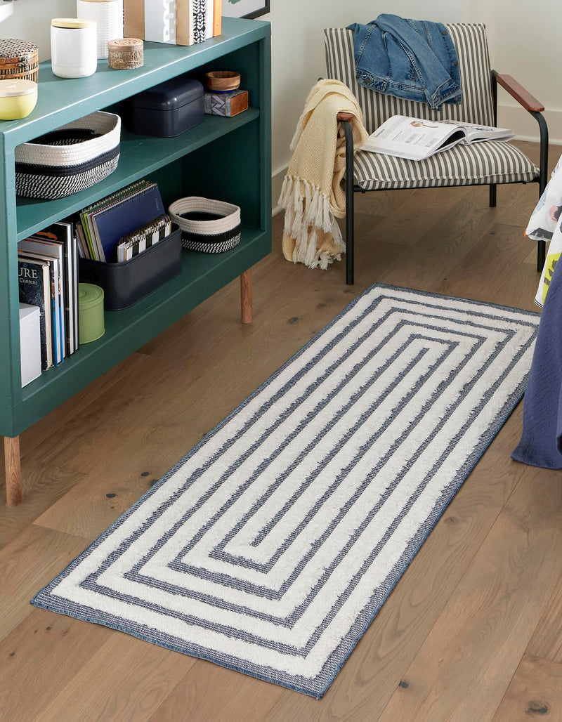Marbella Meadows Collection Area Rug -  Costa Runner Navy Blue  lifestyle 79