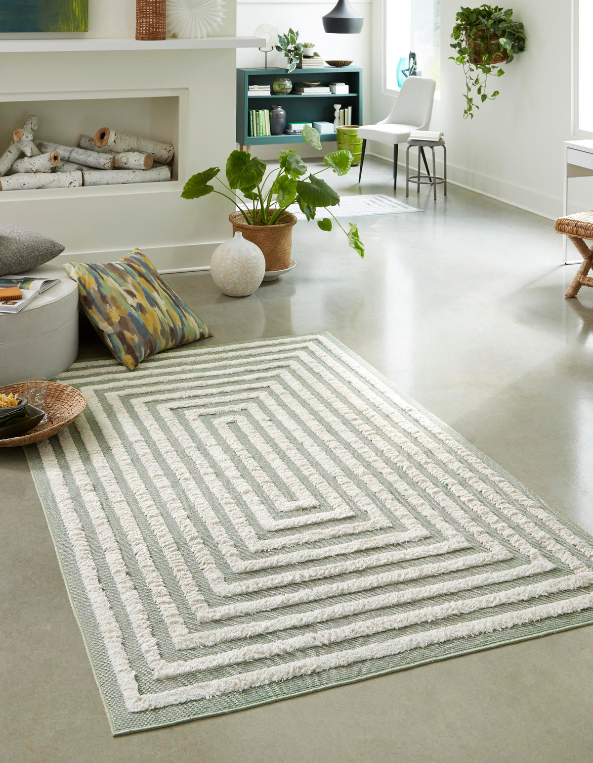Marbella Meadows Collection Area Rug -  Costa Rectangle Green  lifestyle 10