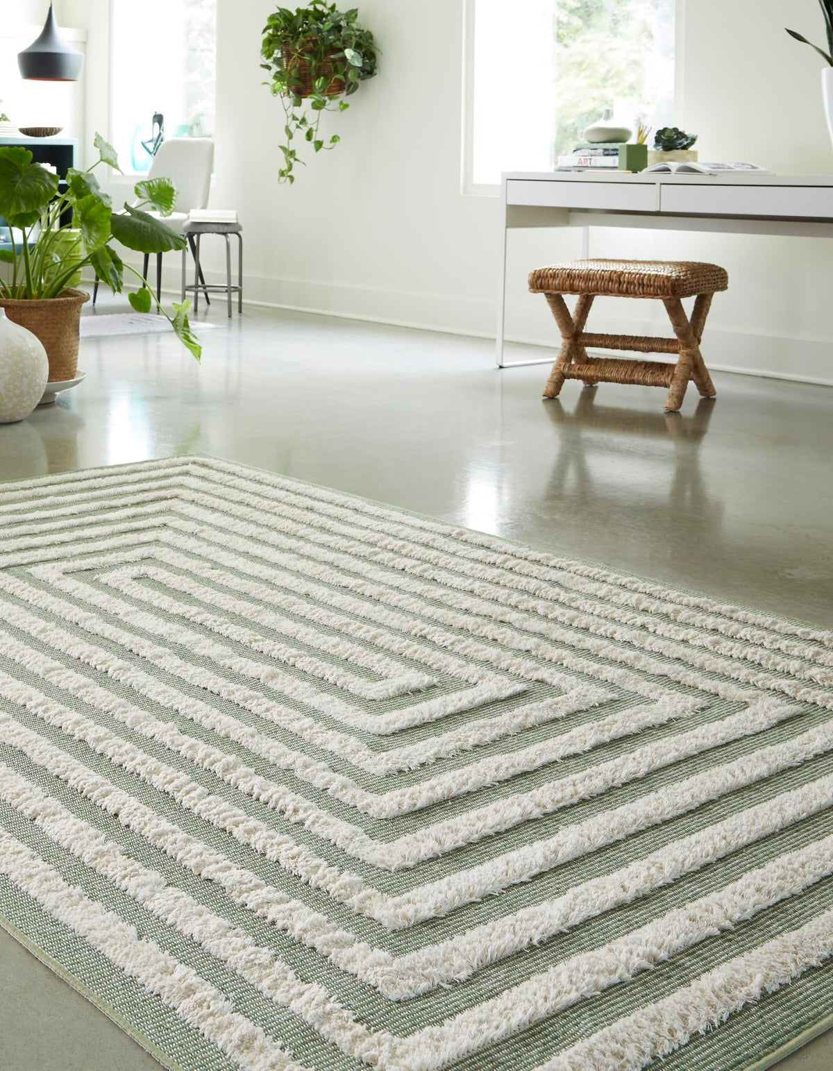 Marbella Meadows Collection Area Rug -  Costa Rectangle Green  lifestyle 17