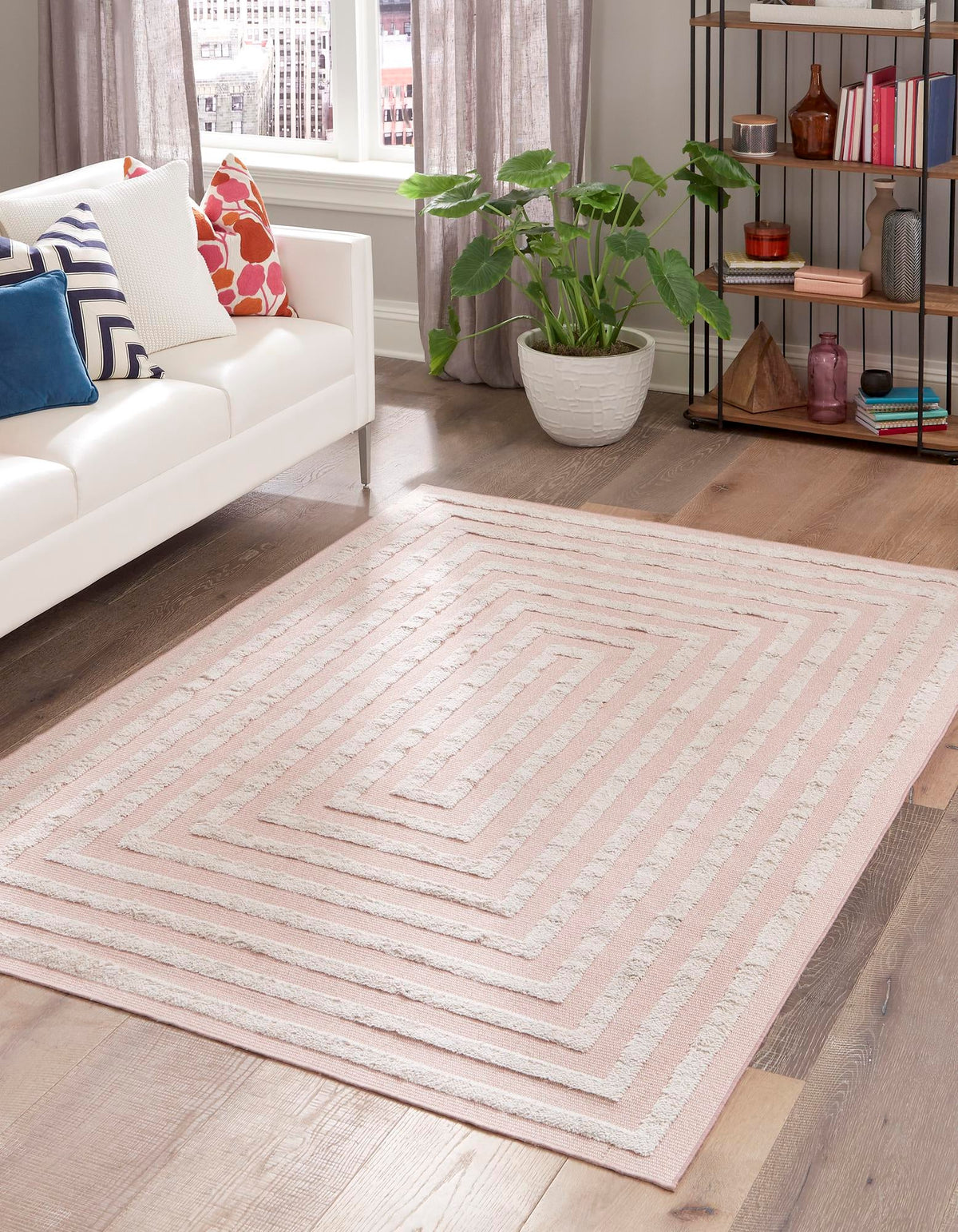Marbella Meadows Collection Area Rug -  Costa Rectangle Pink  lifestyle 11
