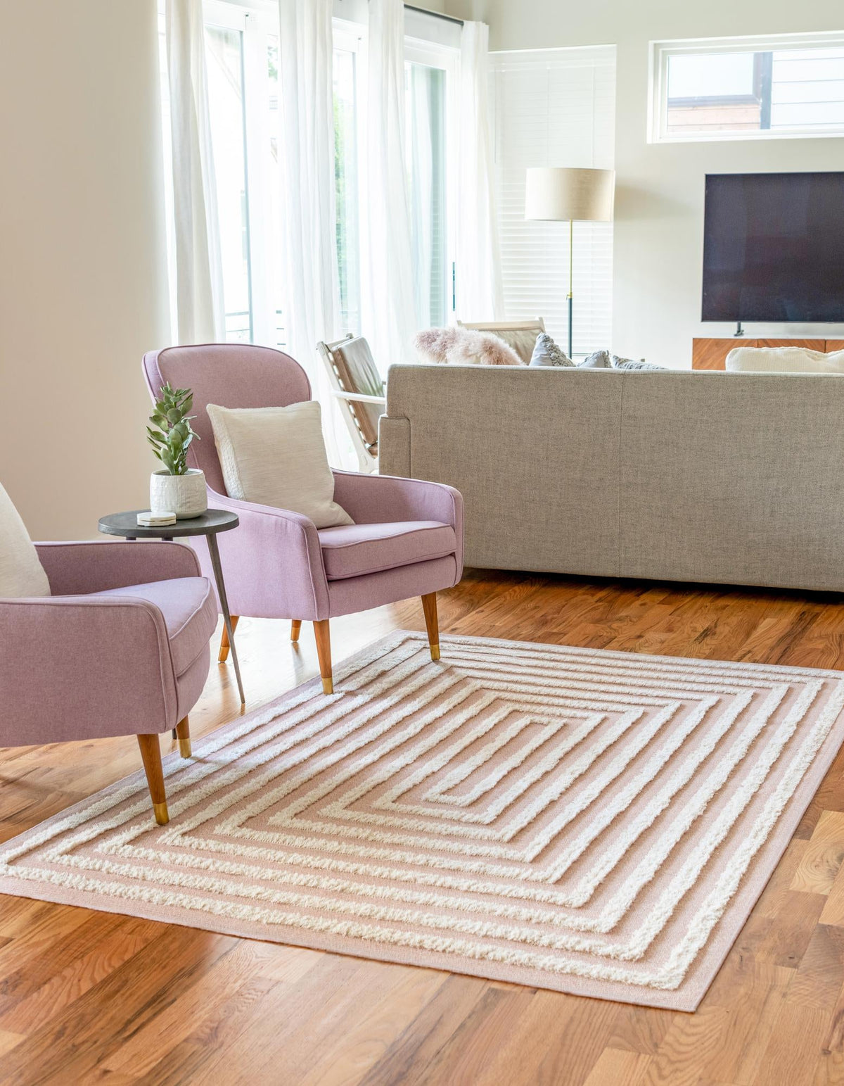 Marbella Meadows Collection Area Rug -  Costa Rectangle Pink  lifestyle 19