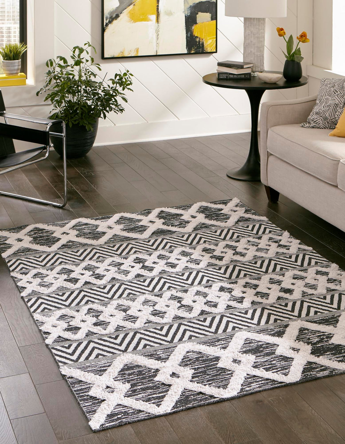Marbella Meadows Collection Area Rug -  Solana Rectangle Black  lifestyle 9