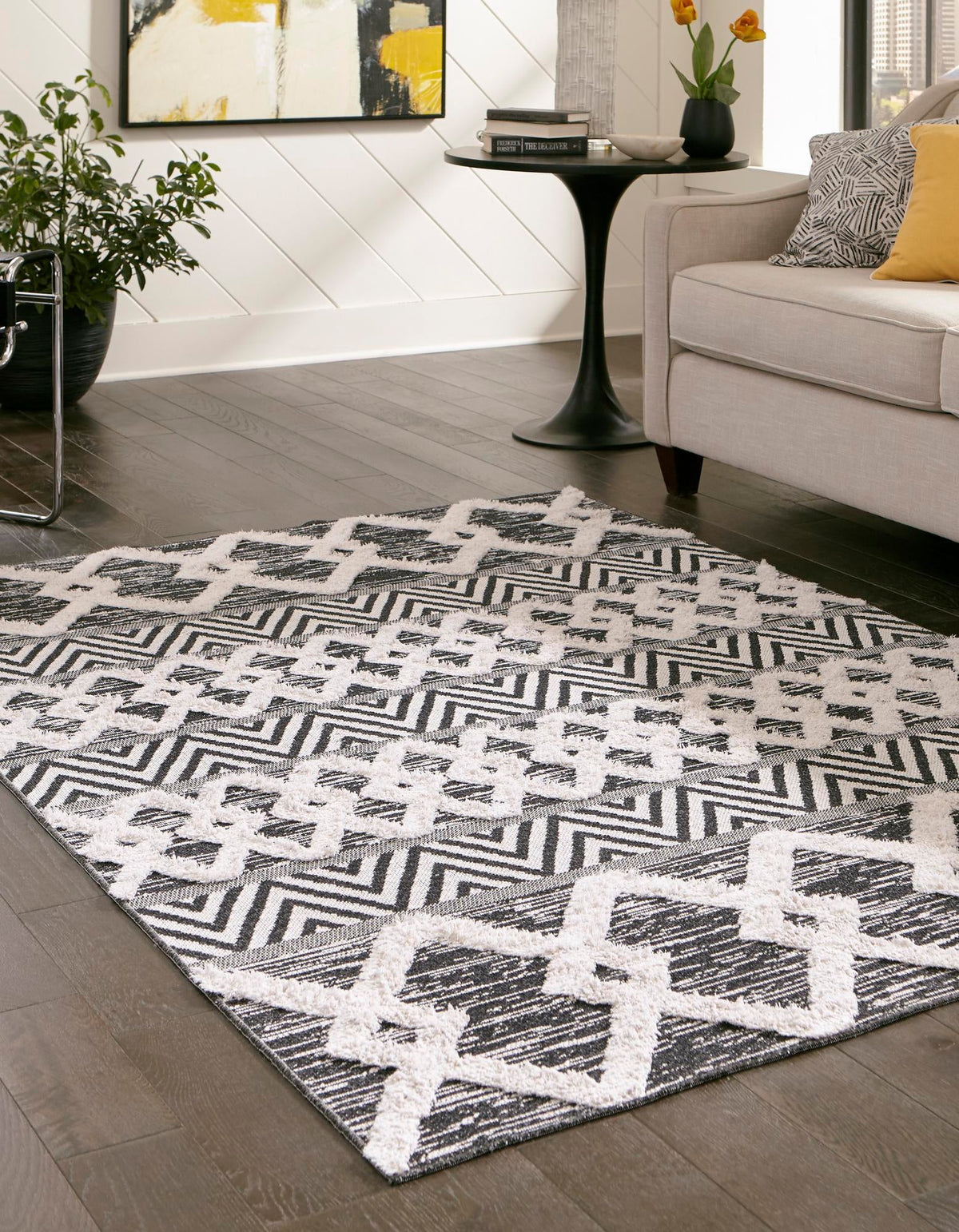 Marbella Meadows Collection Area Rug -  Solana Rectangle Black  lifestyle 14