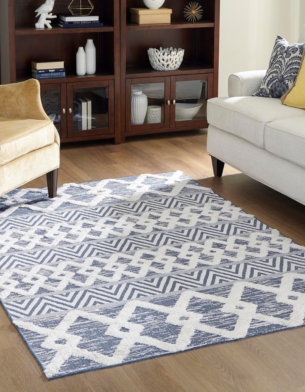 Marbella Meadows Collection Area Rug -  Solana Rectangle Navy Blue  lifestyle 6