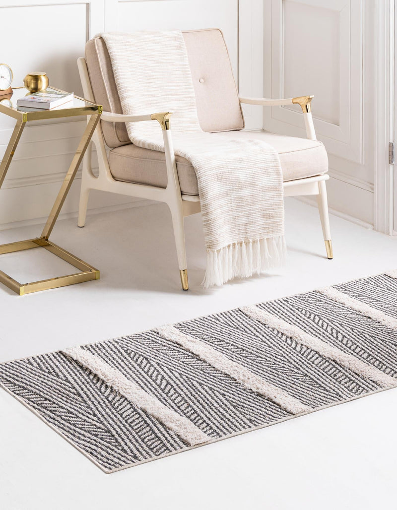 Marbella Meadows Collection Area Rug -  Alhambra Runner Anthracite Gray  lifestyle 43