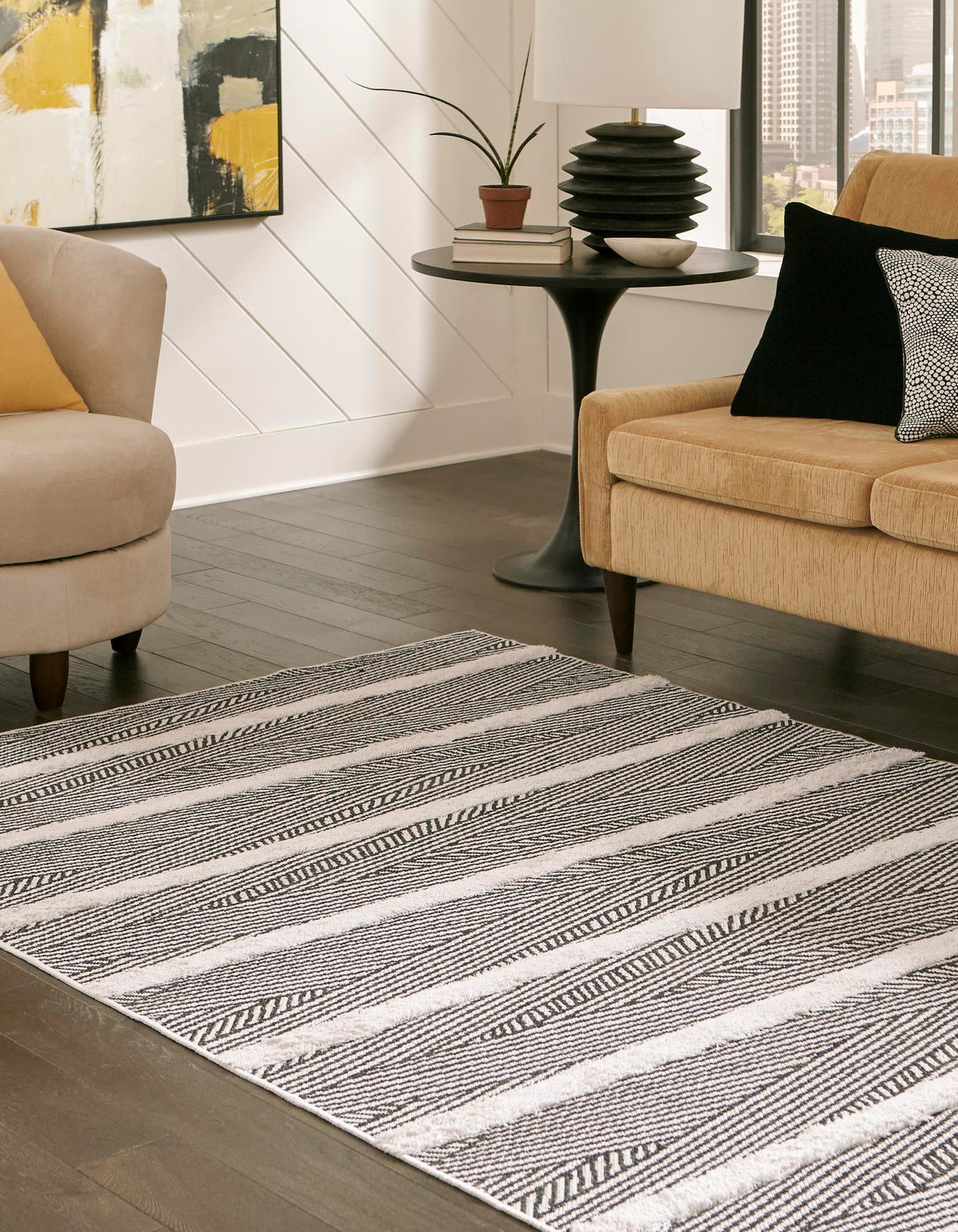 Marbella Meadows Collection Area Rug -  Alhambra Rectangle Black  lifestyle 13