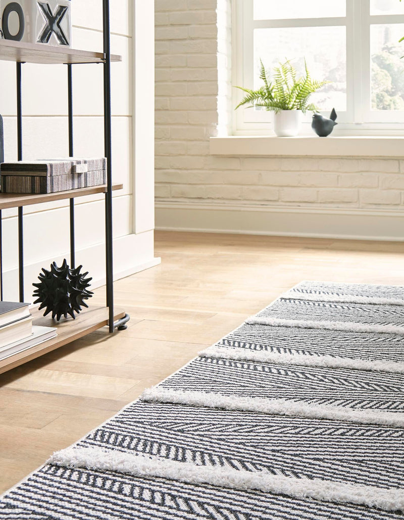 Marbella Meadows Collection Area Rug -  Alhambra Runner Black  lifestyle 67