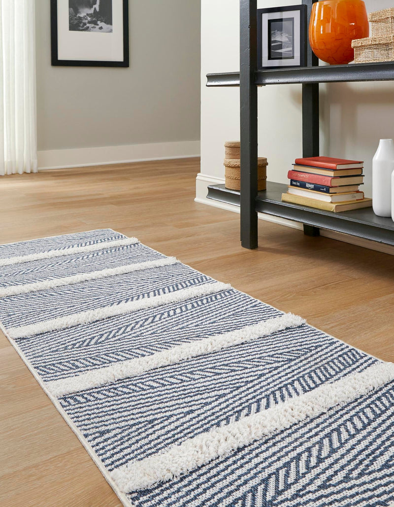 Marbella Meadows Collection Area Rug -  Alhambra Runner Navy Blue  lifestyle 44