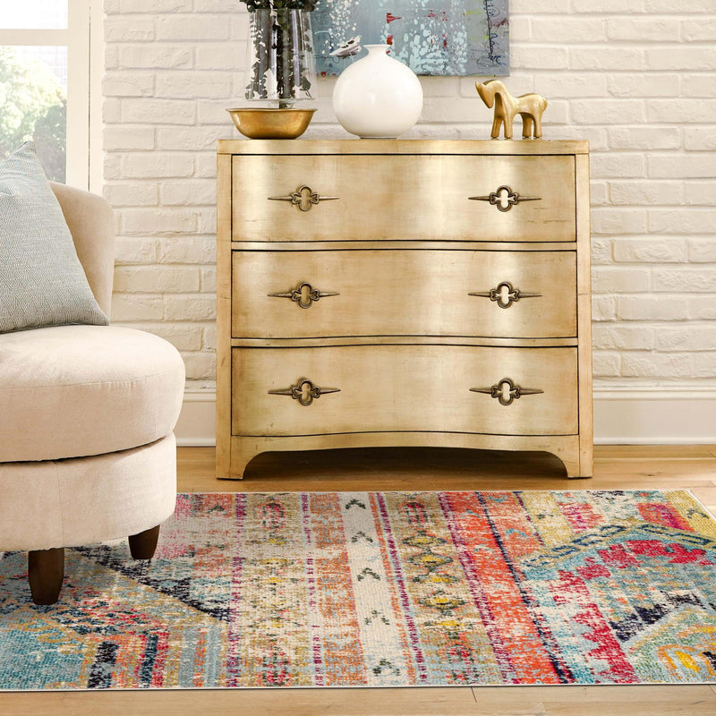 Sedona Vista Collection Area Rug -  Cholla Square Multi  lifestyle 130
