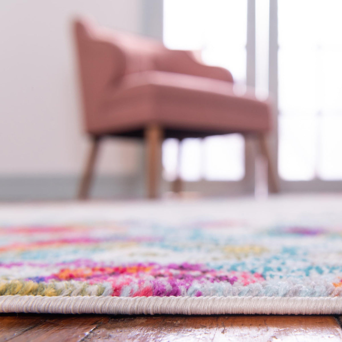 Chromatic Oasis Collection Area Rug -  Blush Octagon Multi  lifestyle 54