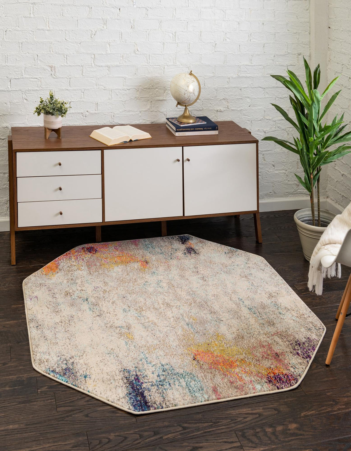 Chromatic Oasis Collection Area Rug -  Azure Octagon Beige  lifestyle 29
