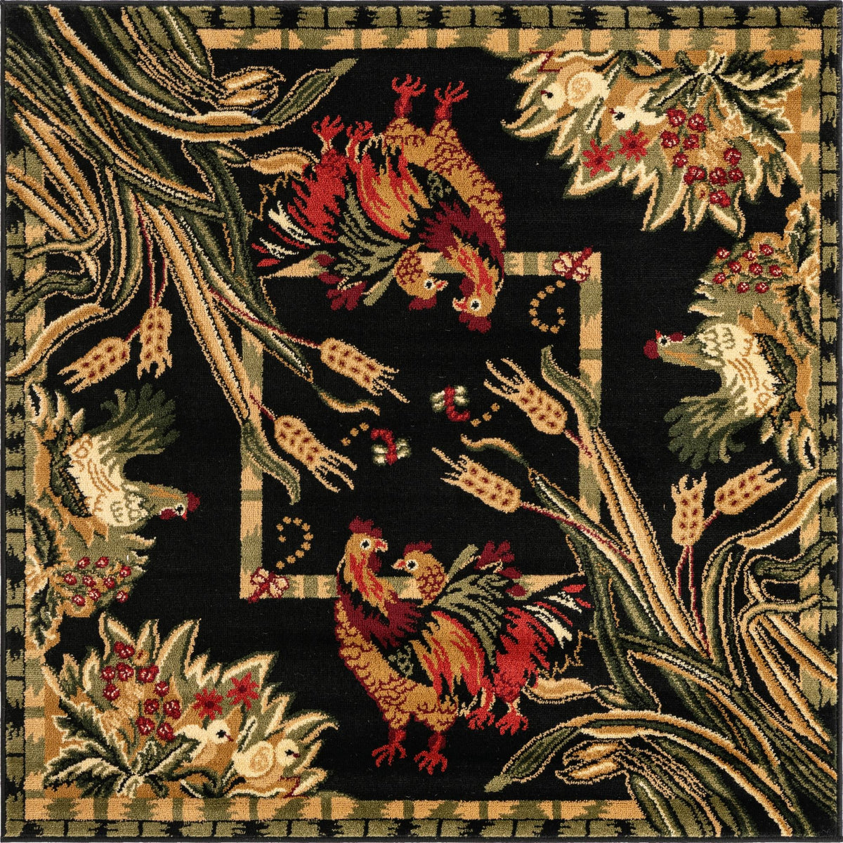 Rural Charm Collection Area Rug - Meadowbrook Square Black  lifestyle 36