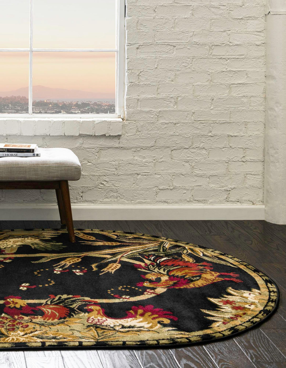 Rural Charm Collection Area Rug - Meadowbrook Oval Black  lifestyle 64