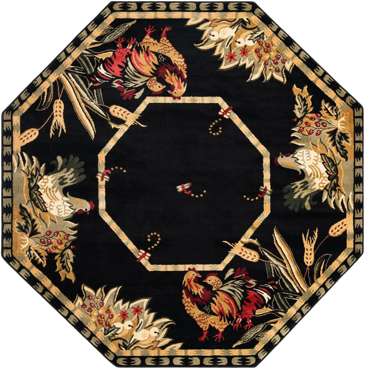 Rural Charm Collection Area Rug - Meadowbrook Octagon Black  lifestyle 42