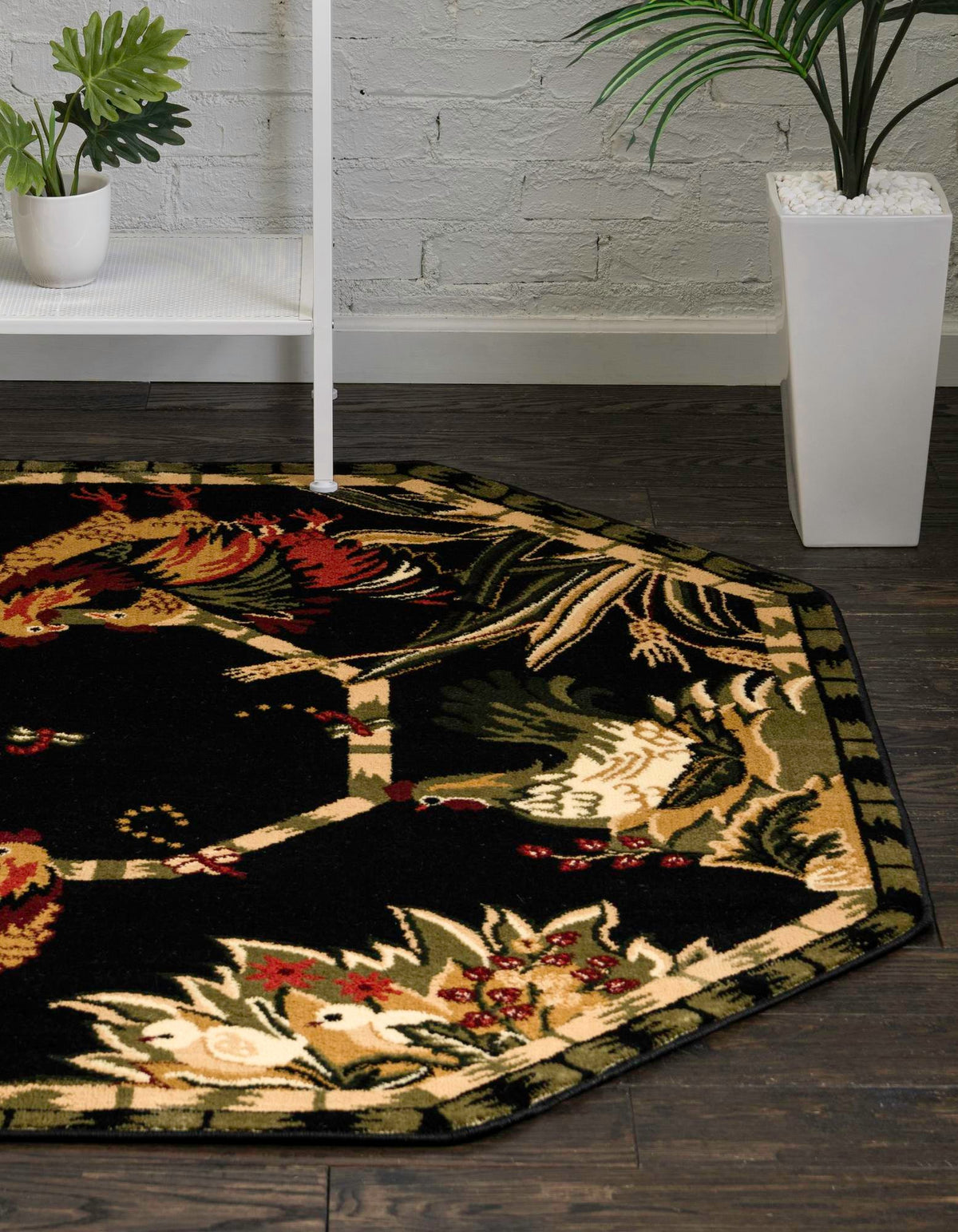 Rural Charm Collection Area Rug - Meadowbrook Octagon Black  lifestyle 59