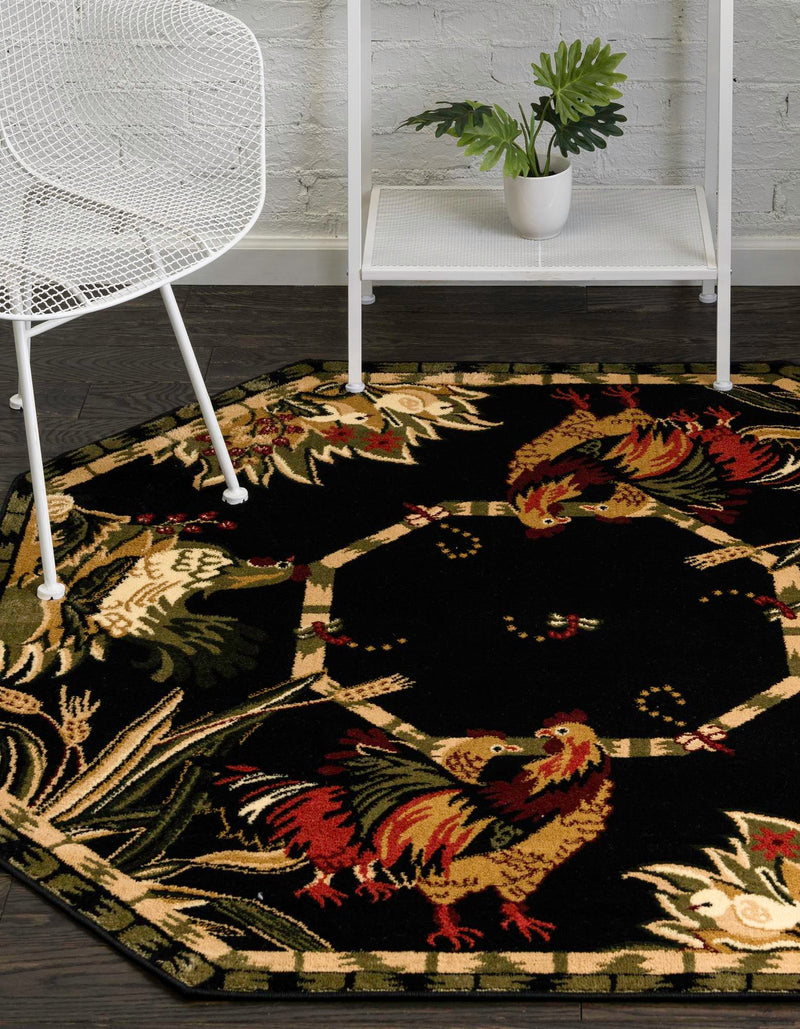 Rural Charm Collection Area Rug - Meadowbrook Octagon Black  lifestyle 74