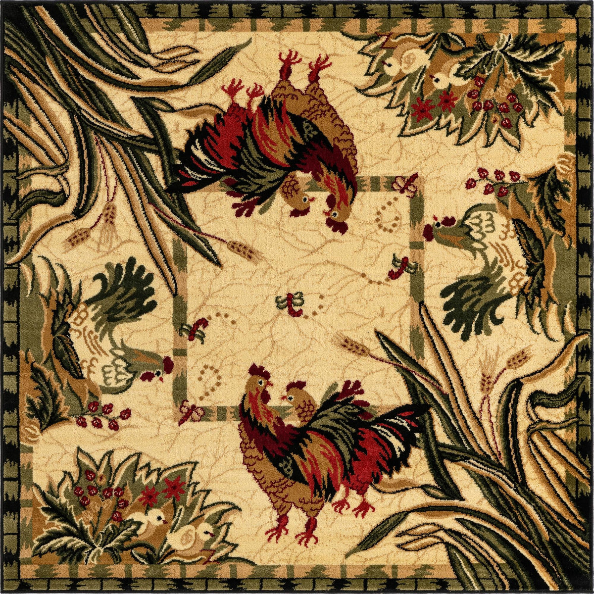 Rural Charm Collection Area Rug - Meadowbrook Square Cream  lifestyle 32