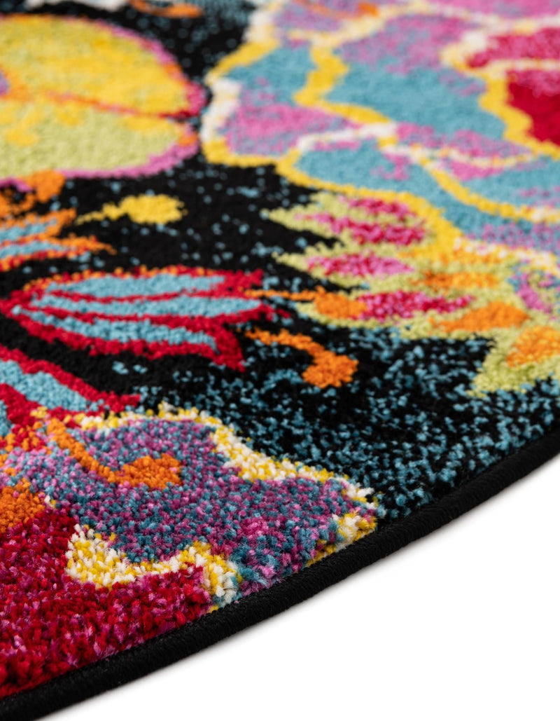 Venetian Elegance Collection Area Rug -  Accademia Round Black  lifestyle 74