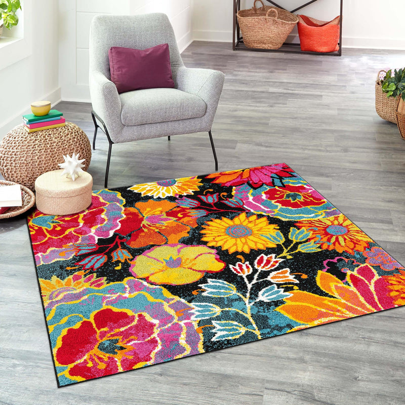 Venetian Elegance Collection Area Rug -  Accademia Square Black  lifestyle 117