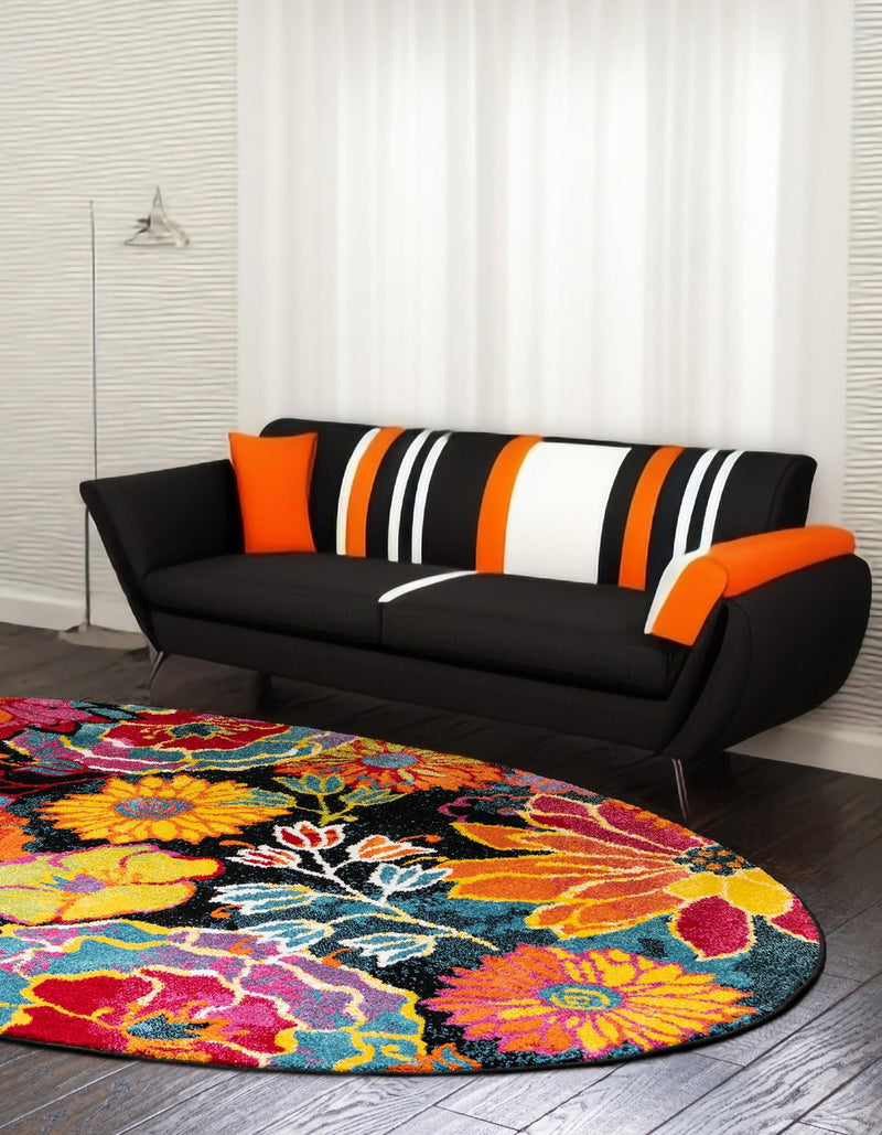 Venetian Elegance Collection Area Rug -  Accademia Oval Black  lifestyle 47