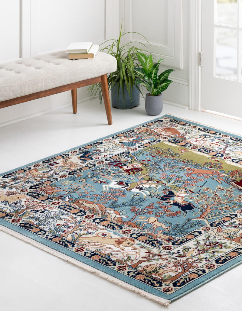 Persian Elegance Collection Area Rug -  Tabriz Square Blue  lifestyle 36