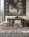 Persian Elegance Collection Area Rug -  Tabriz Square Blue  lifestyle 108