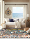 Persian Elegance Collection Area Rug -  Tabriz Square Blue  lifestyle 121