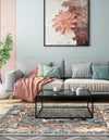 Persian Elegance Collection Area Rug -  Tabriz Square Blue  lifestyle 132