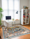 Persian Elegance Collection Area Rug -  Tabriz Square Blue  lifestyle 145