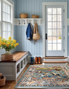 Persian Elegance Collection Area Rug -  Tabriz Square Blue  lifestyle 192