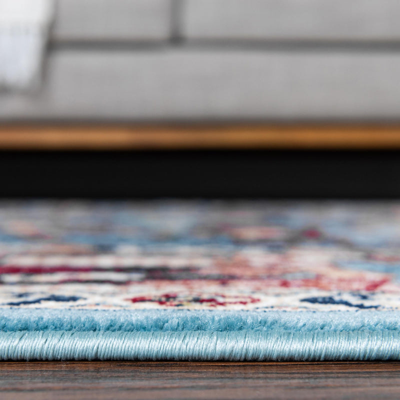 Persian Elegance Collection Area Rug -  Tabriz Square Blue  lifestyle 64