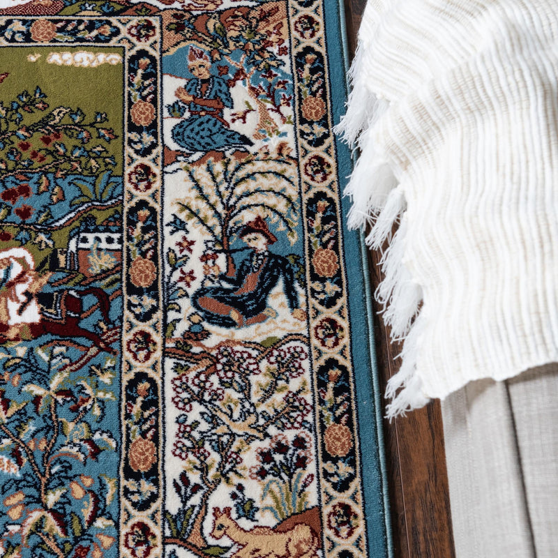 Persian Elegance Collection Area Rug -  Tabriz Square Blue  lifestyle 67