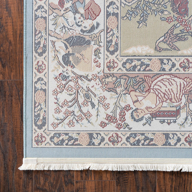 Persian Elegance Collection Area Rug -  Tabriz Square Blue  lifestyle 80
