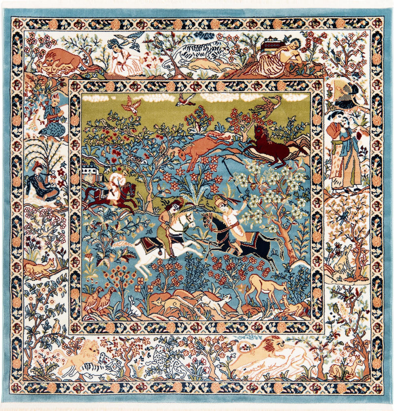 Persian Elegance Collection Area Rug -  Tabriz Square Blue  lifestyle 22