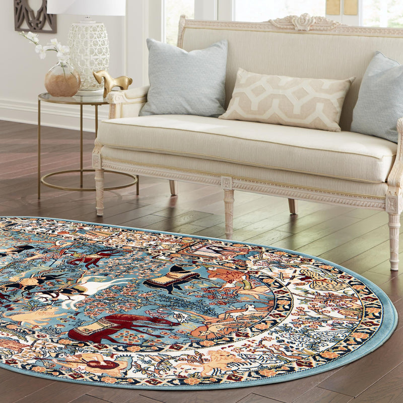 Persian Elegance Collection Area Rug -  Tabriz Oval Blue  lifestyle 86