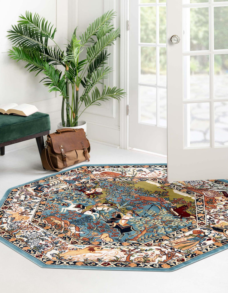 Persian Elegance Collection Area Rug -  Tabriz Octagon Blue  lifestyle 38