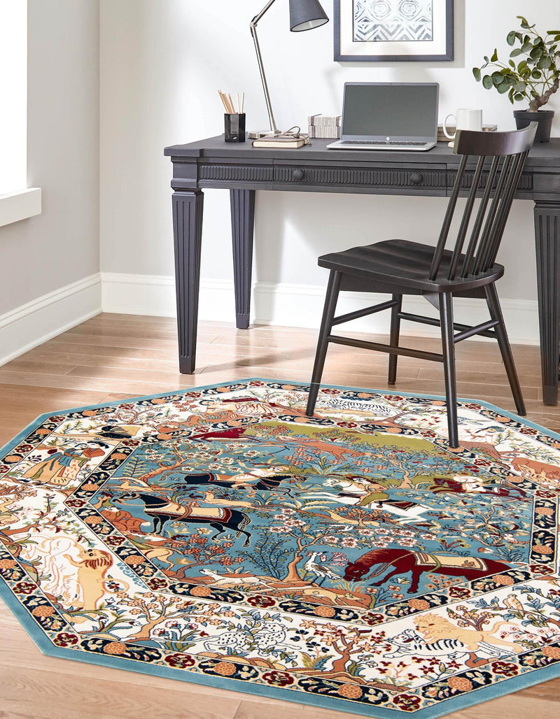 Persian Elegance Collection Area Rug -  Tabriz Octagon Blue  lifestyle 122