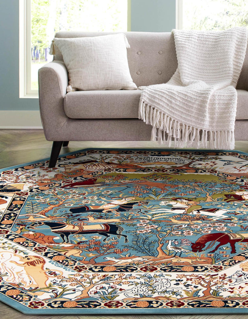 Persian Elegance Collection Area Rug -  Tabriz Octagon Blue  lifestyle 134