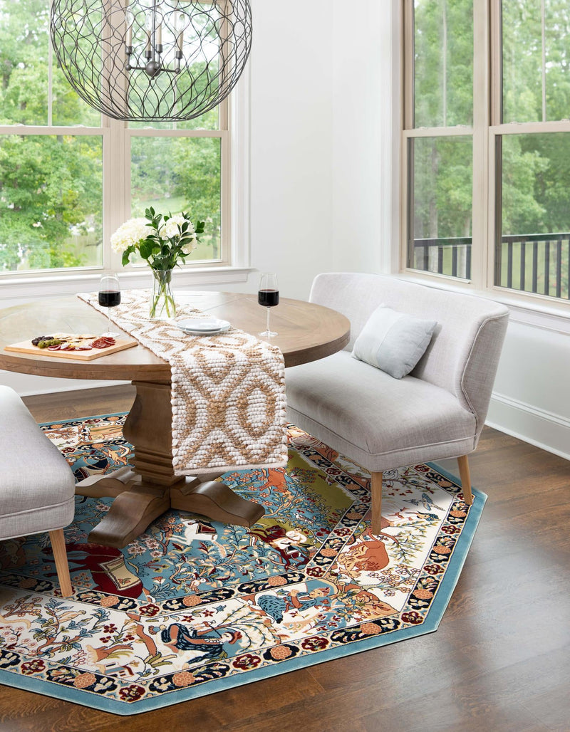 Persian Elegance Collection Area Rug -  Tabriz Octagon Blue  lifestyle 170
