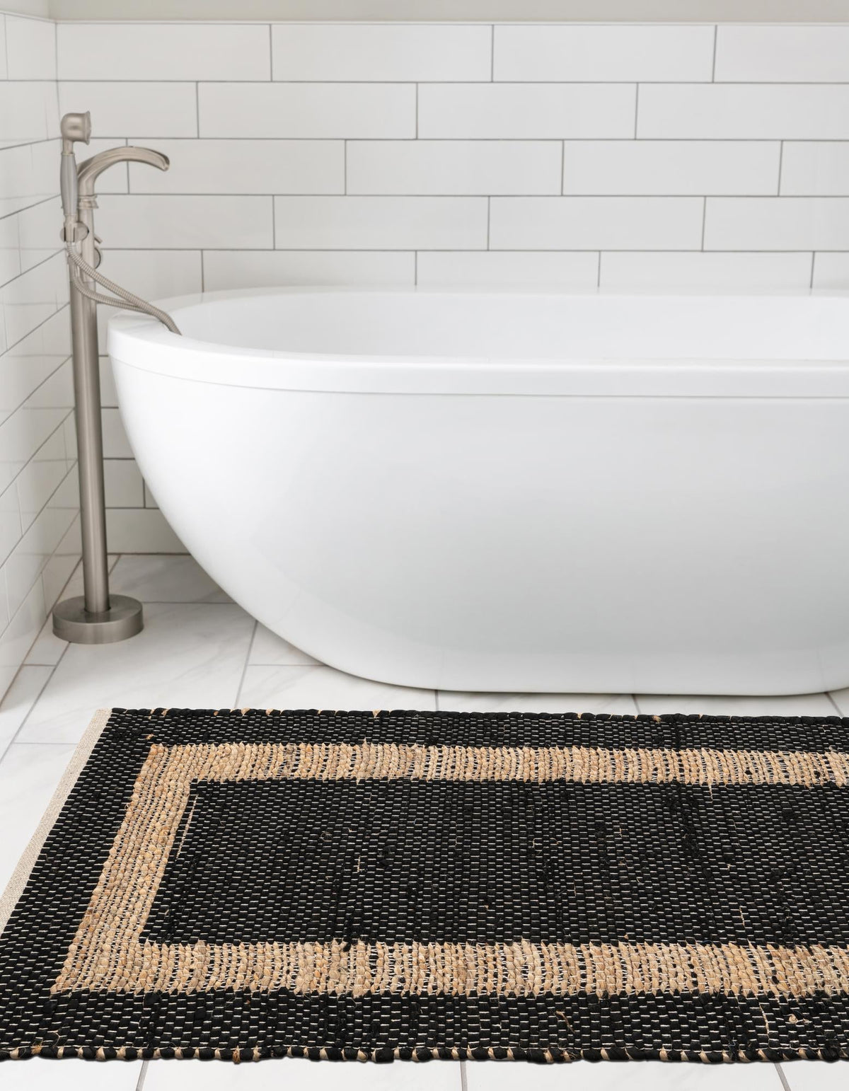 Osian Looms Collection Area Rug - Durham Runner Black and Natural  lifestyle 210
