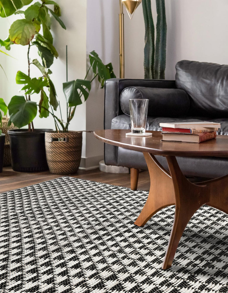 Himalaya Jute Collection Area Rug - Mumbai Rectangle White Black  lifestyle 41