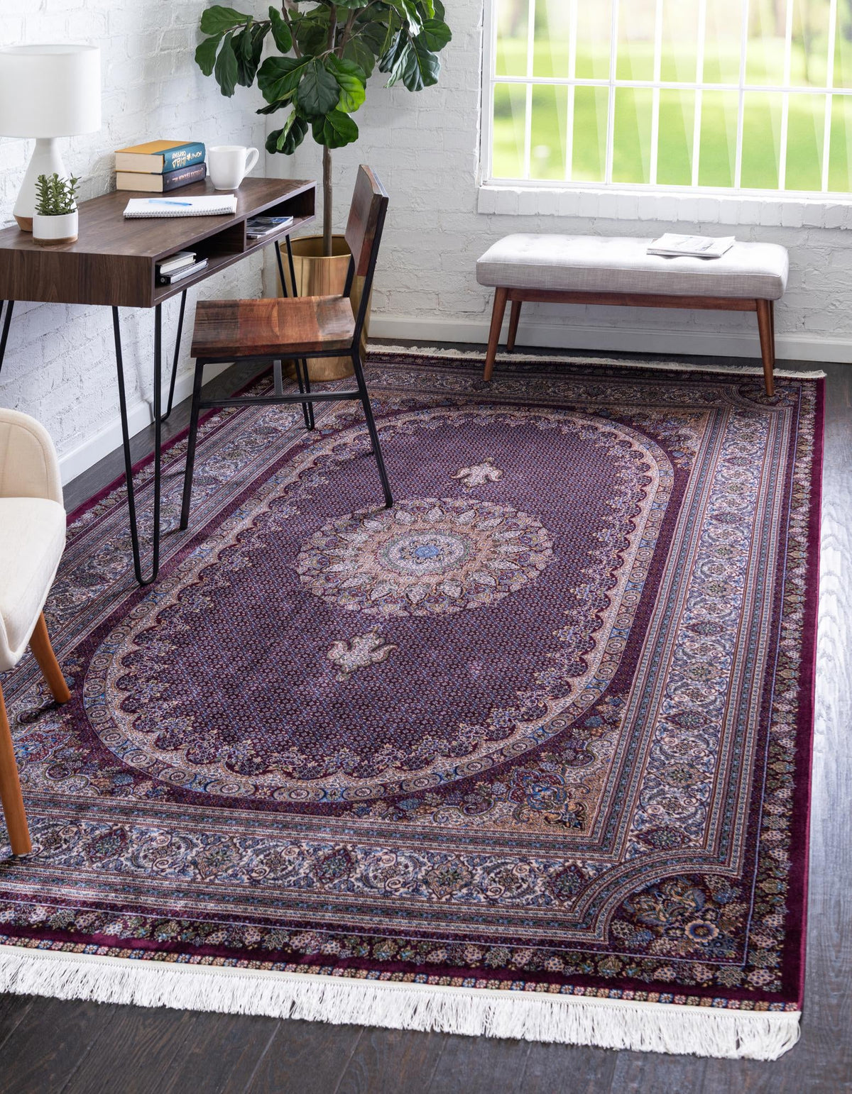 Imperial Manor Collection Area Rug -  Kensington Rectangle Burgundy  lifestyle 2